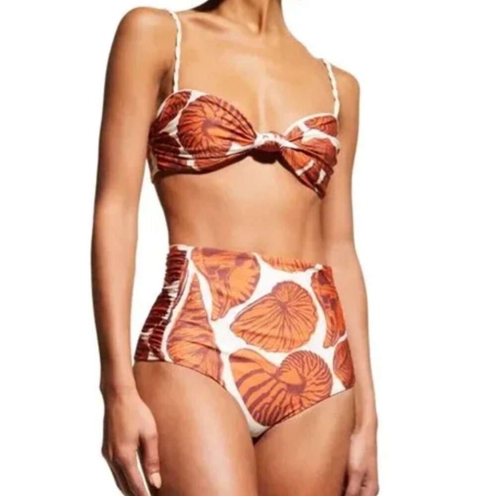 Johanna Ortiz Vibrant Orange Floral Bikini * Top